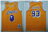 Lakers 93 Bape Yellow 1996 97 Hardwood Classics Jersey,baseball caps,new era cap wholesale,wholesale hats